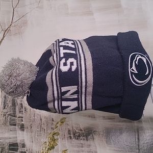 Penn State Winter acrylic knit beanie hat with pom pom